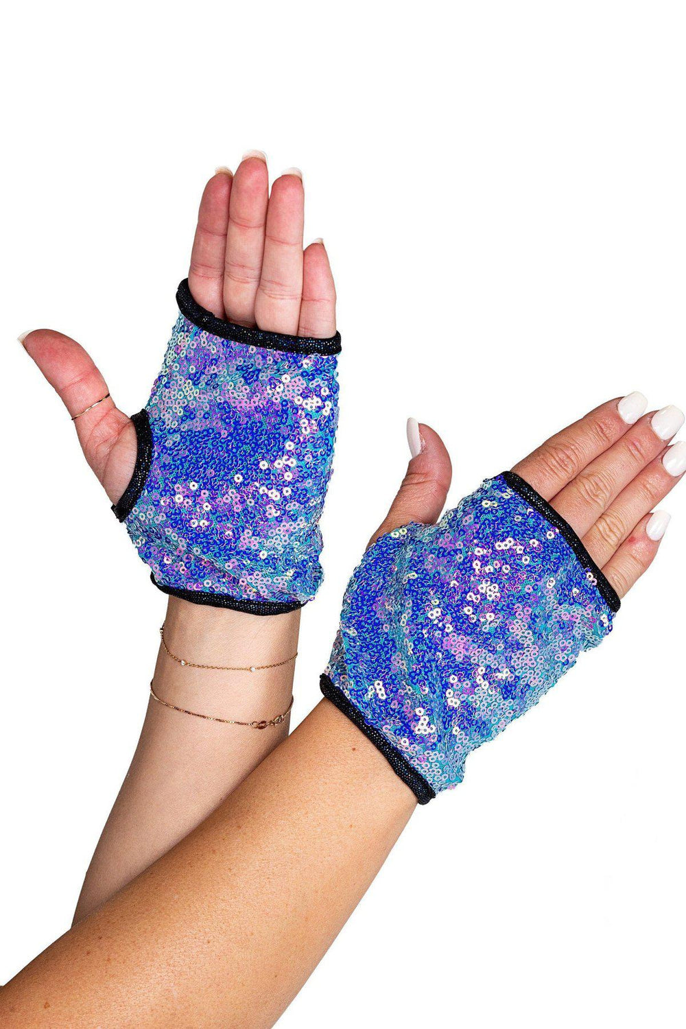 Open Finger Sequin Gloves-Gloves-Roma Dancewear-Blue-S-SEXYSHOES.COM
