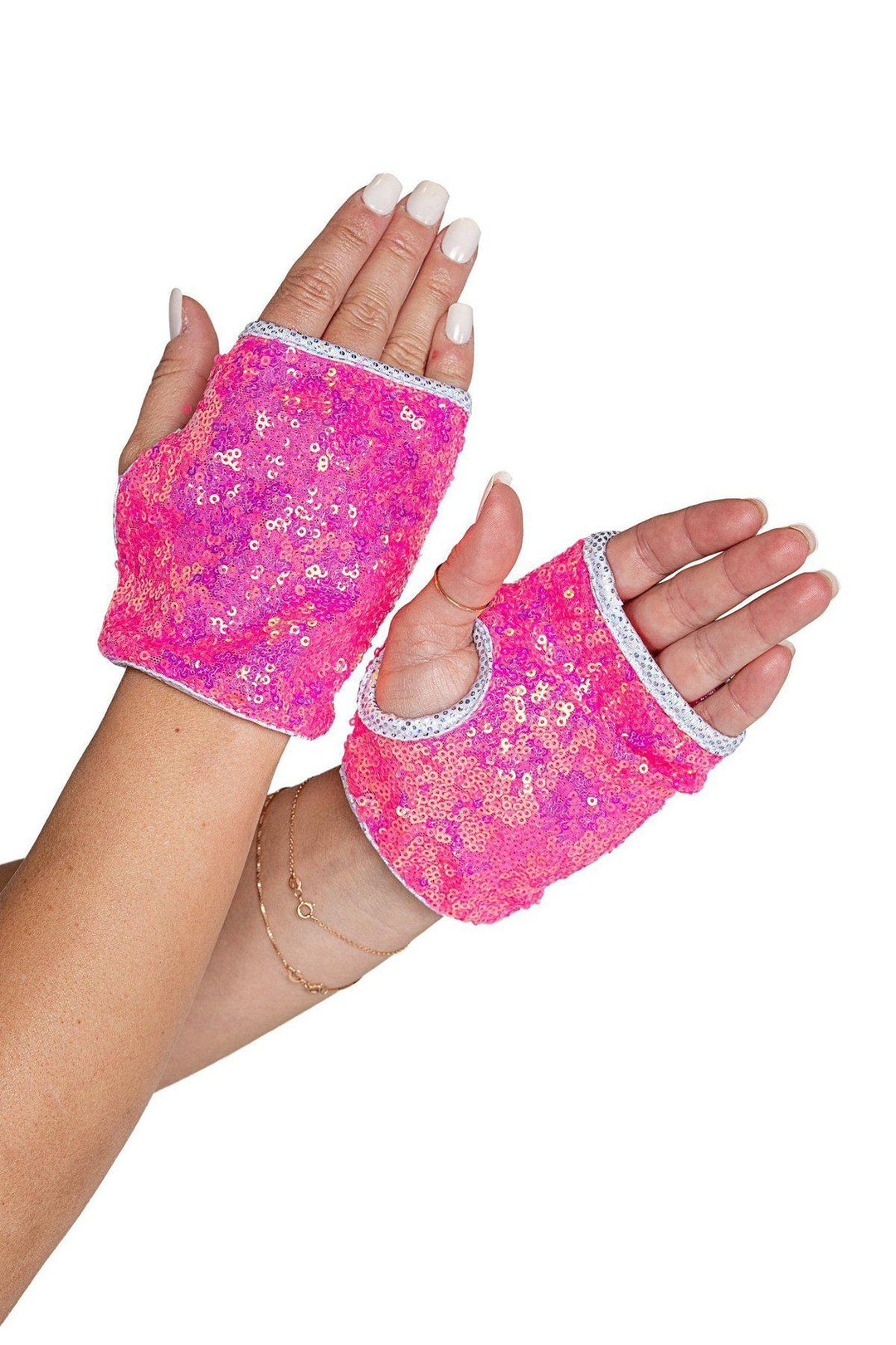 Open Finger Sequin Gloves-Gloves-Roma Dancewear-Fuchsia-O/S-SEXYSHOES.COM
