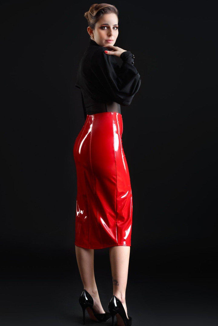 Ornella Vinyl Skirt | Red Vinyl-Fetish Skirts-Patrice Catanzaro-SEXYSHOES.COM