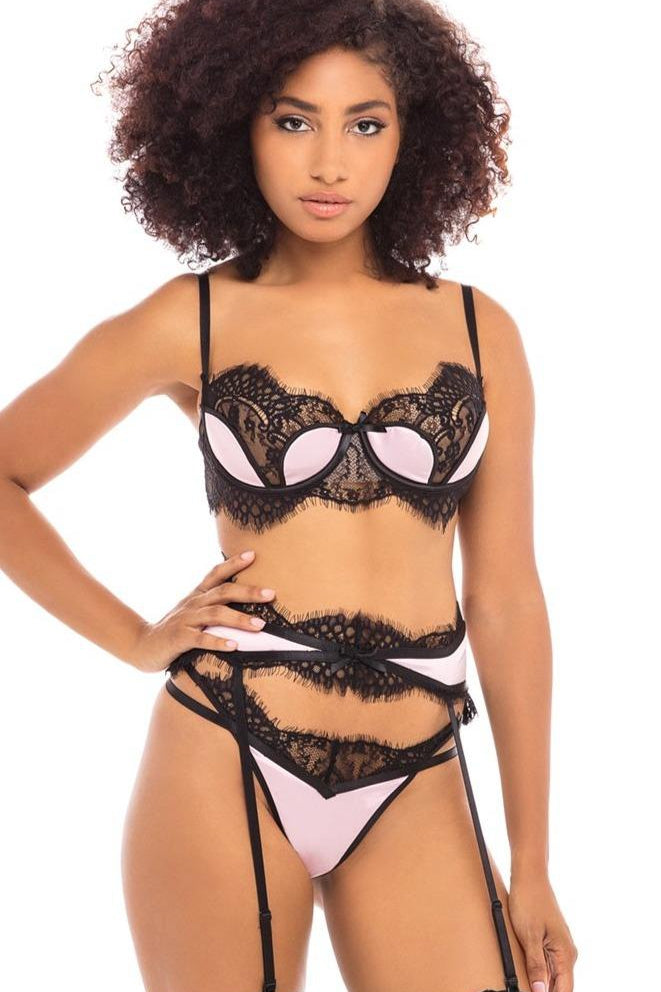 Padded Bra Set with Lace Trim-Lingerie Sets-Oh La La Cheri-SEXYSHOES.COM