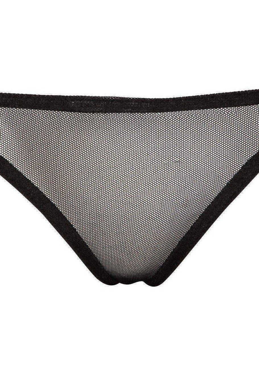 Noir Handmade Panty With Tulle Element in Black Wetlook