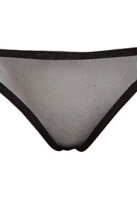 Noir Handmade Panty With Tulle Element in Black Wetlook