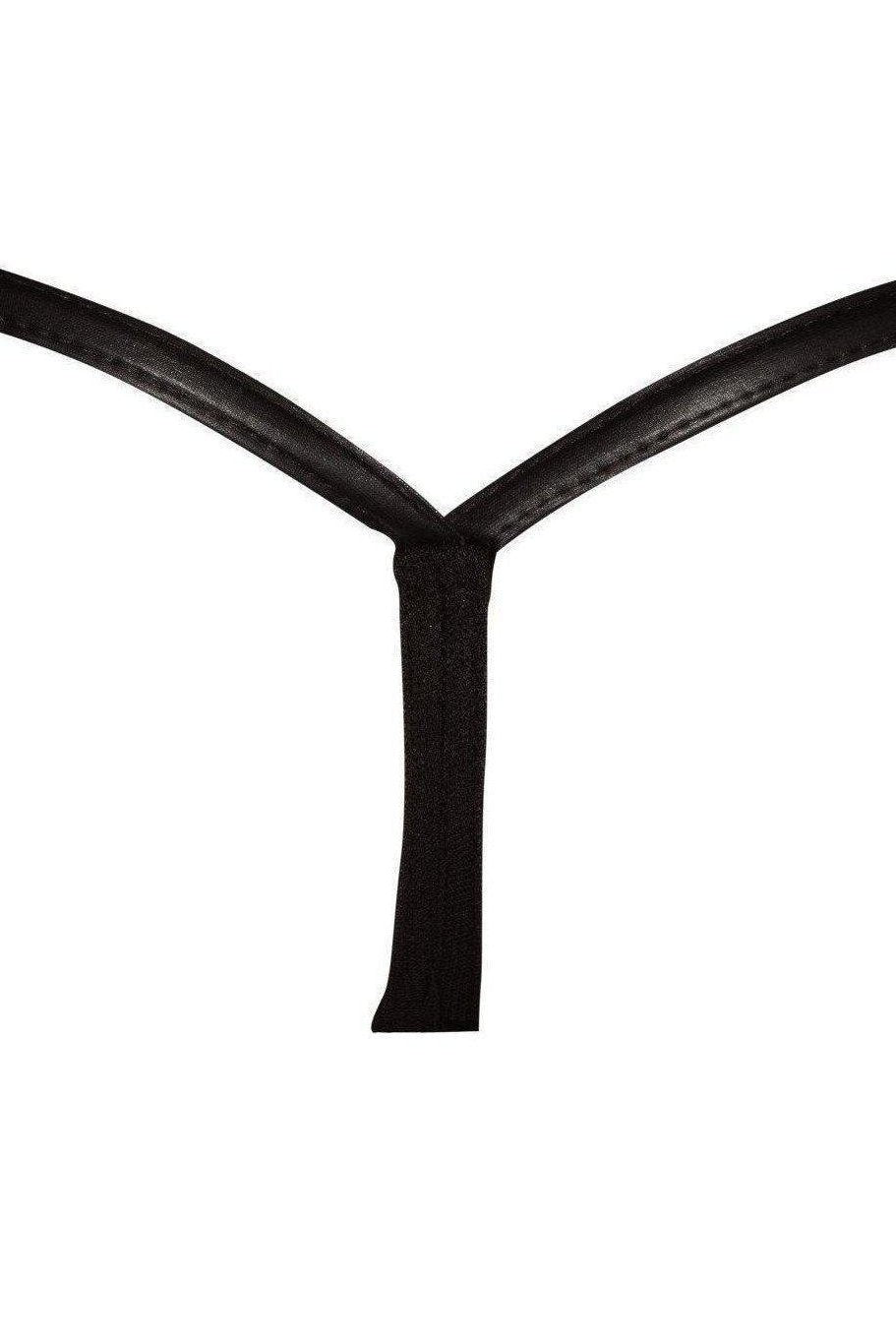 Noir Handmade Panty With Tulle Element in Black Wetlook