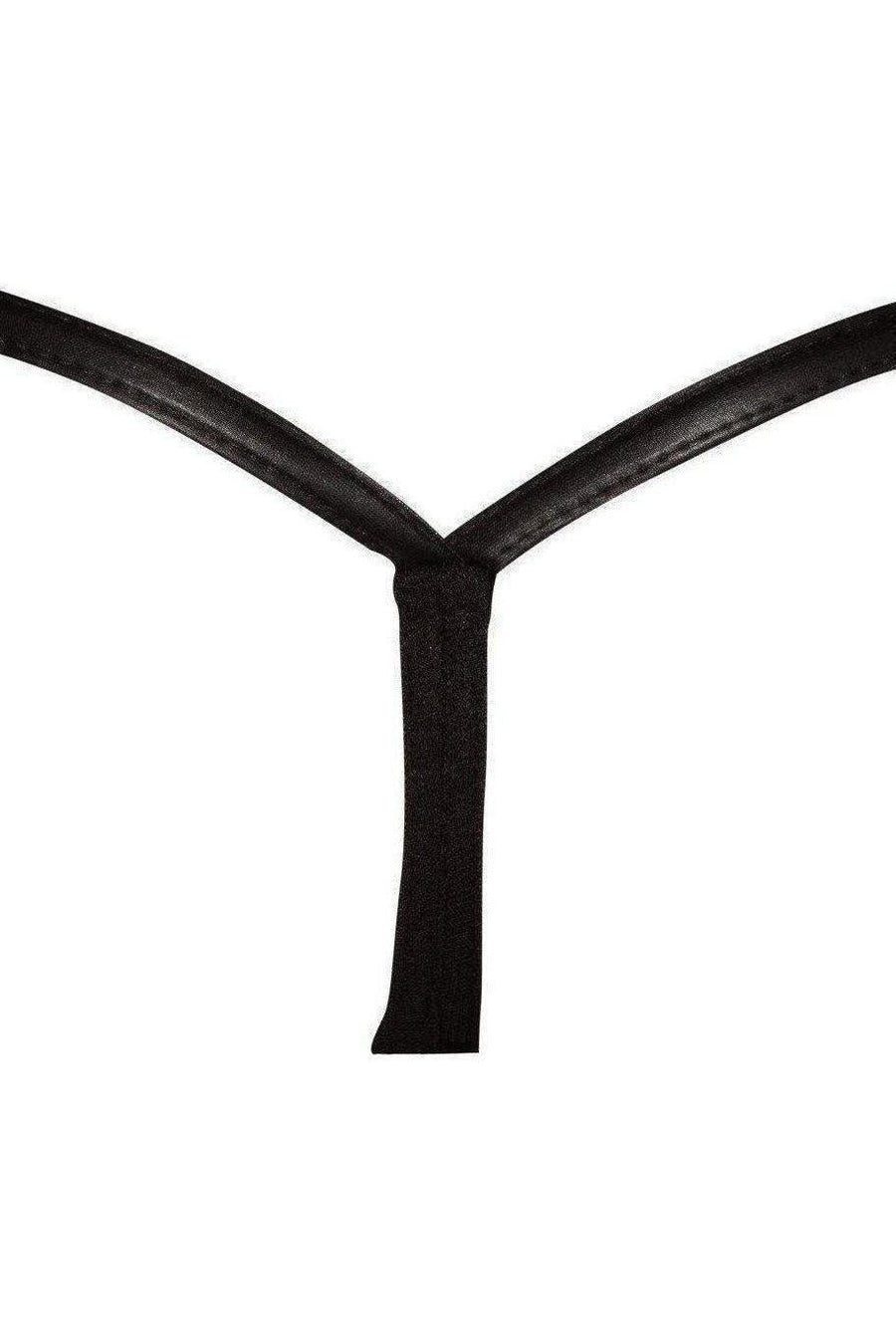 Noir Handmade Panty With Tulle Element in Black Wetlook