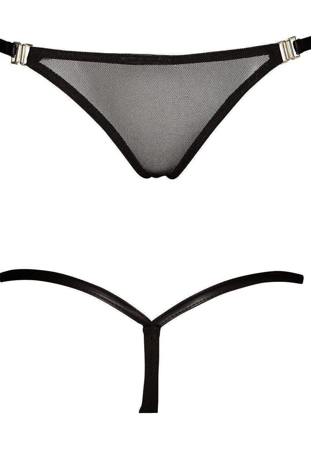 Noir Handmade Panty With Tulle Element in Black Wetlook from SexyShoes.com