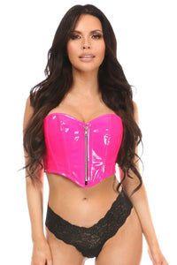 Daisy Corsets Patent Bustier Top with Zipper in Fuchsia  from SexyShoes.com