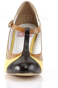 Pin Up Couture PEACH-03 Pump in Yellow Faux Leather