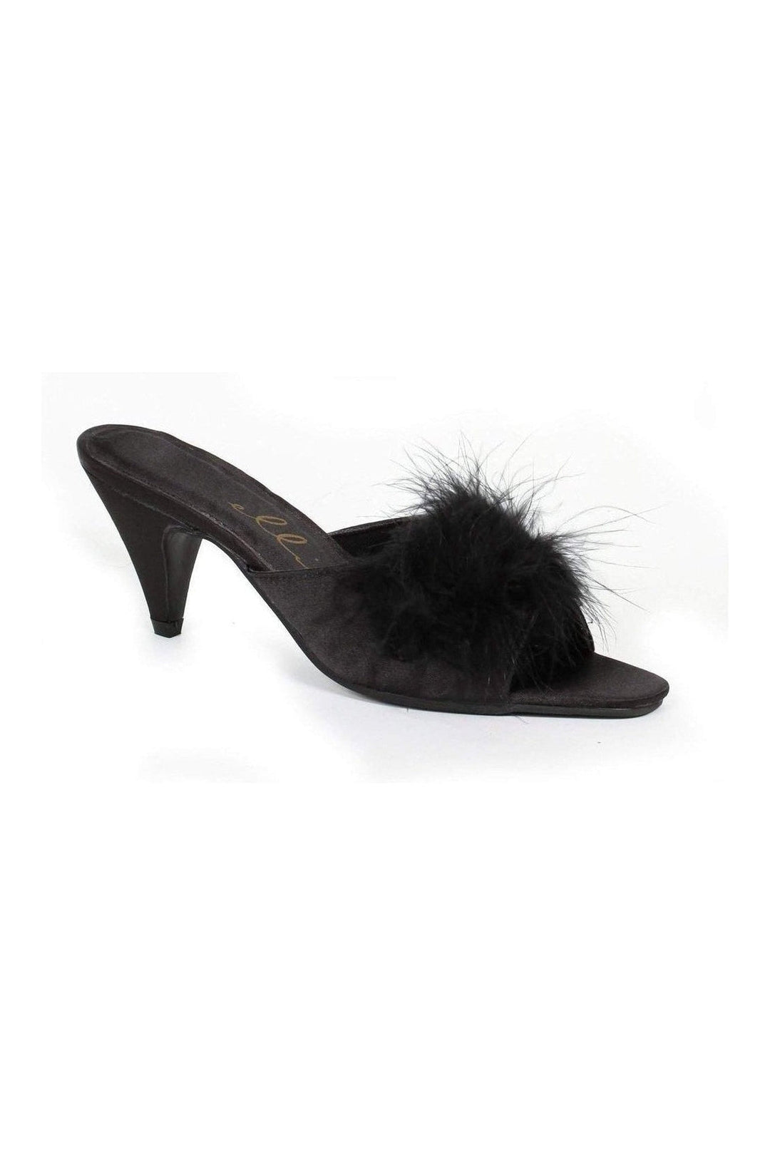 Ellie Shoes PHOEBE Marabou in Black Satin from SexyShoes.com
