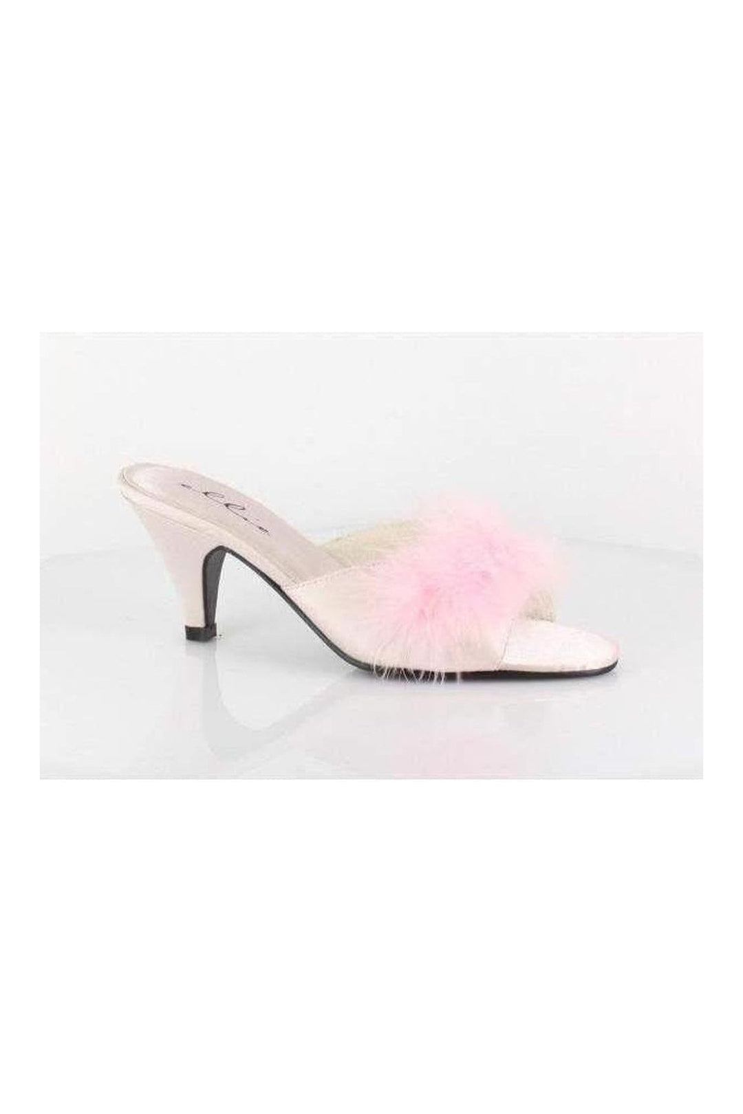 Ellie Shoes PHOEBE Marabou in Pink Satin from SexyShoes.com