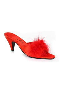 Ellie Shoes PHOEBE Marabou in Red Satin from SexyShoes.com