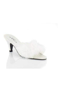 Ellie Shoes PHOEBE Marabou in White Satin from SexyShoes.com