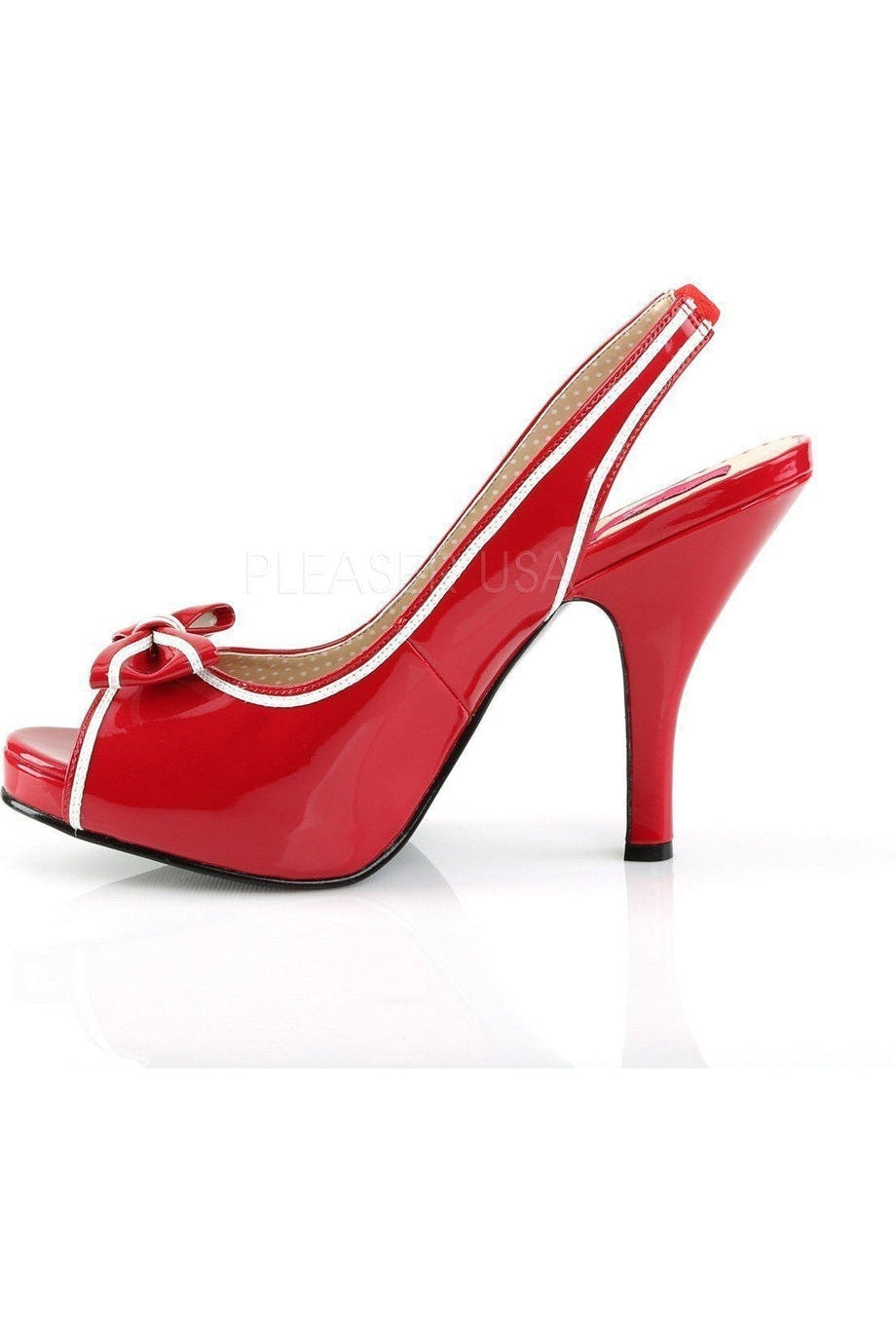 PINUP-10 Sandal | Red Patent-Pleaser Pink Label-Sandals-SEXYSHOES.COM