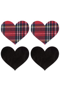 Peekaboo Pasties Plaid Heart Pasties Set in Red  from SexyShoes.com