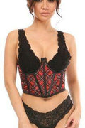 Plaid Satin Open Cup Waist Cincher