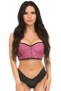 Daisy Corsets Plaid Short Bustier in Pink  from SexyShoes.com
