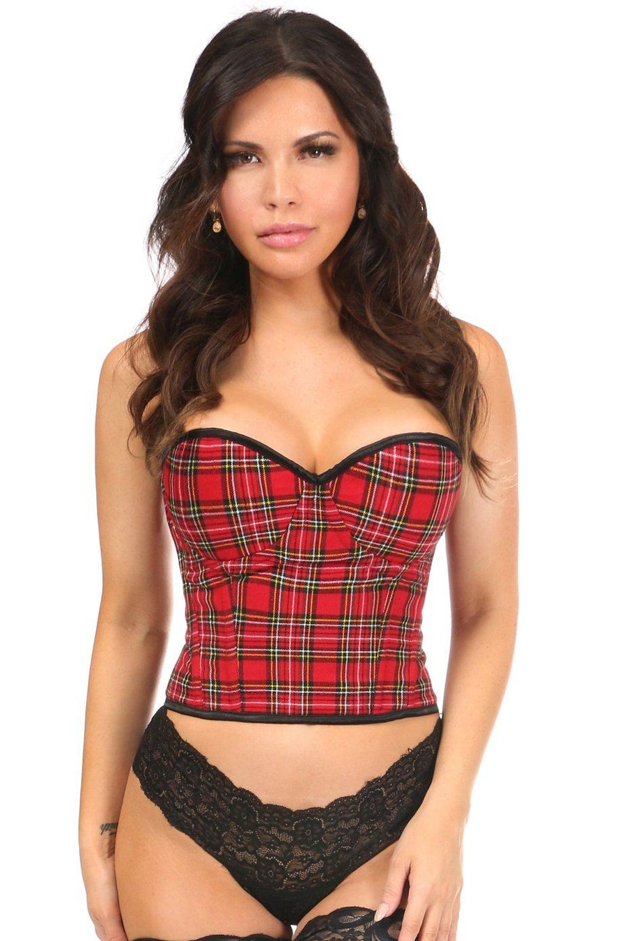 Daisy Corsets Plaid Underwire Bustier in Red  from SexyShoes.com