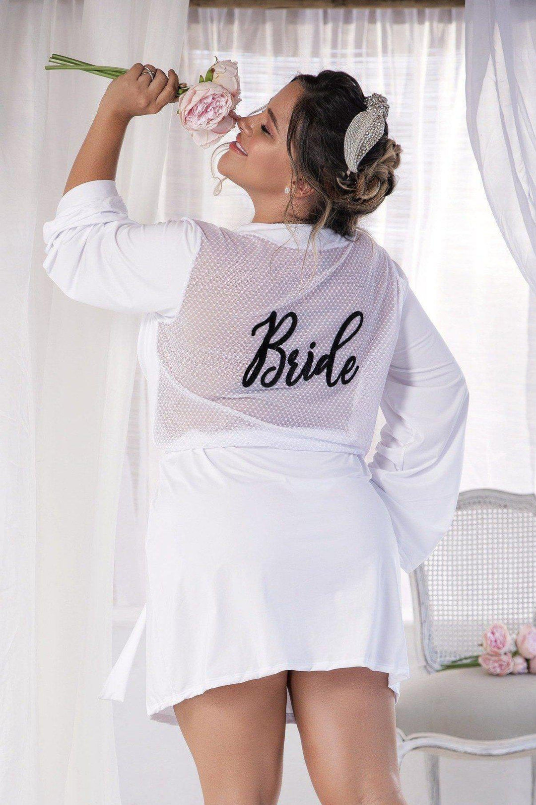 Mapale Plus Size Bride Robe in White 