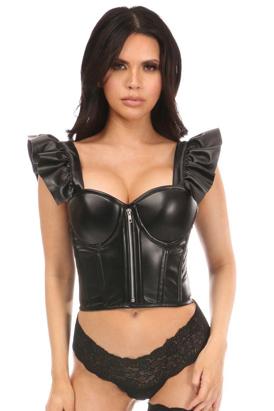 Daisy Corsets Plus Size Bustier with Ruffle Sleeves in Black  from SexyShoes.com