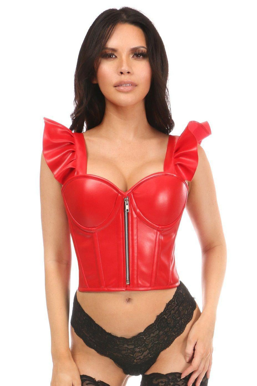 Daisy Corsets Plus Size Bustier with Ruffle Sleeves in Red  from SexyShoes.com