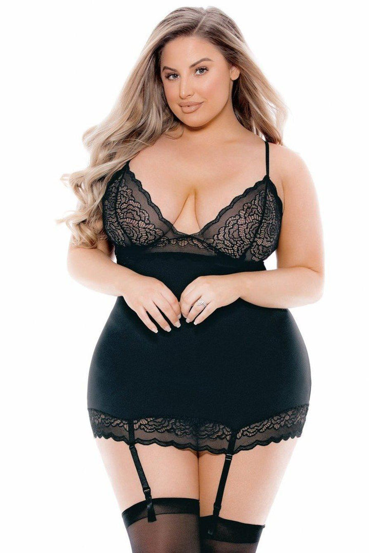 Plus Size Bustier with Stockings-Bustiers-Escante-SEXYSHOES.COM