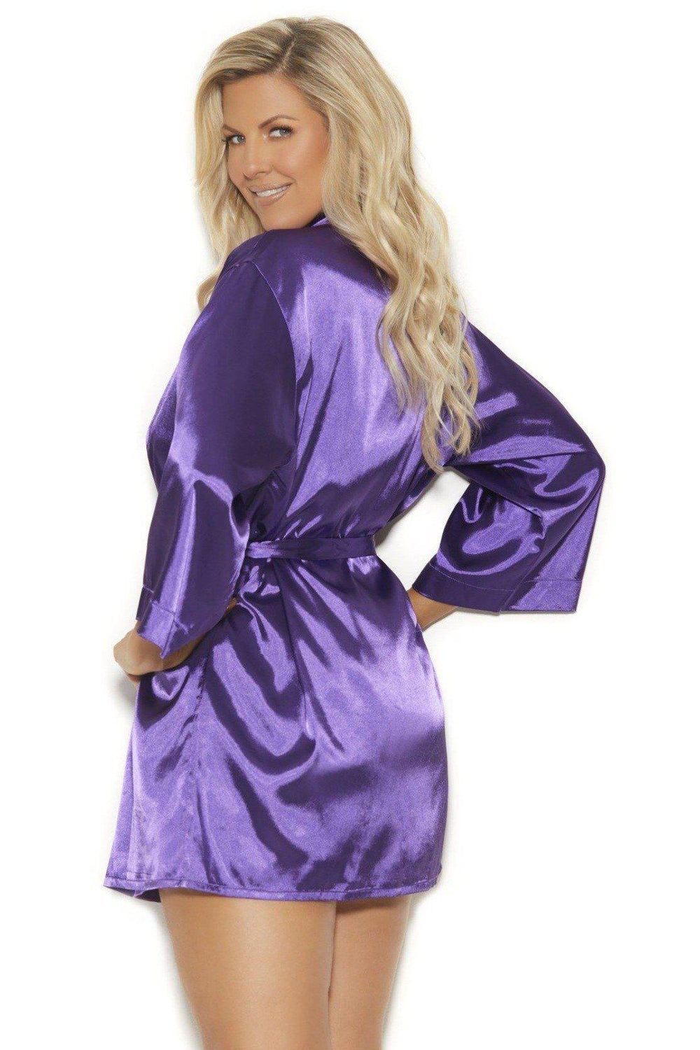Plus Size Charmuse Belted Kimono Robe-Plus Robes-Elegant Moments-SEXYSHOES.COM