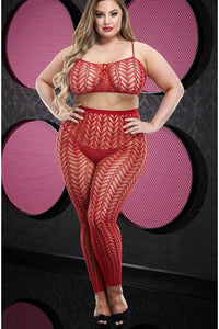 Lapdance Lingerie Plus Size Crop Top and Pant Set in Red  from SexyShoes.com