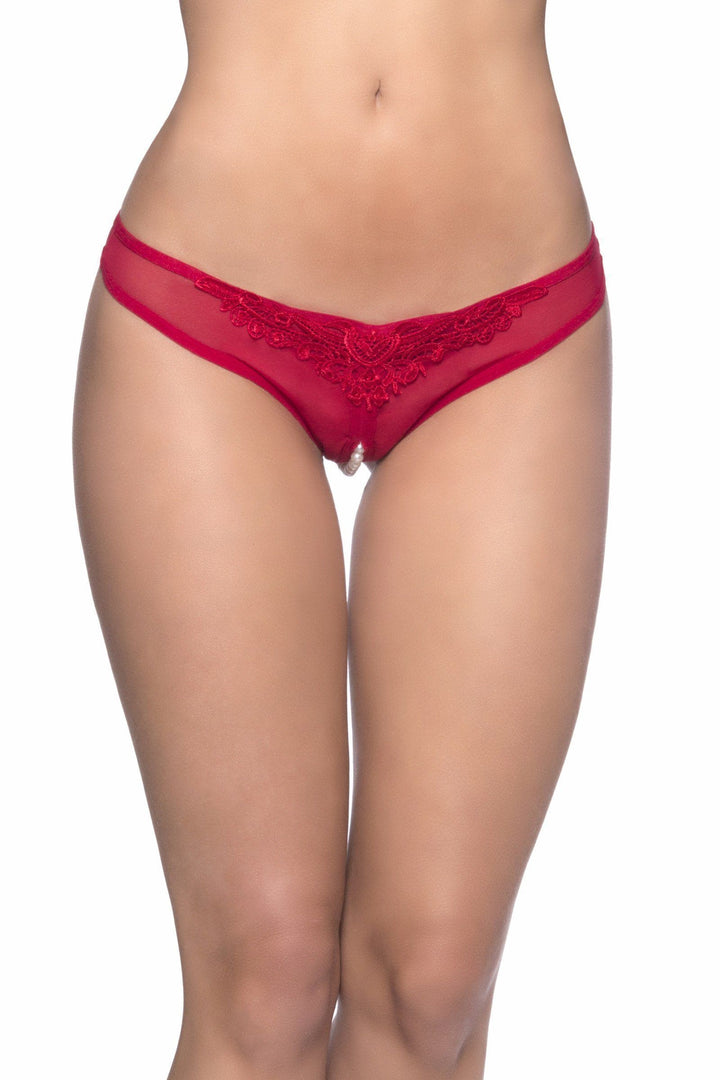 Plus Size Crotchless Thong With Pearls And Venise Detail-Oh La La Cheri-SEXYSHOES.COM