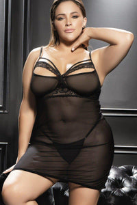 Mapale Plus Size Fitted Babydoll in Black  from SexyShoes.com