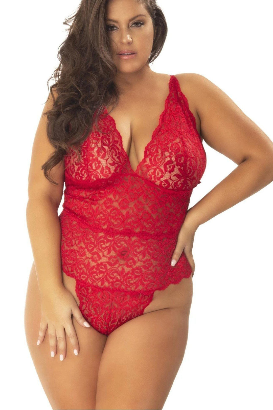 Plus Size Galloon Lace Soft Teddy-Oh La La Cheri-SEXYSHOES.COM