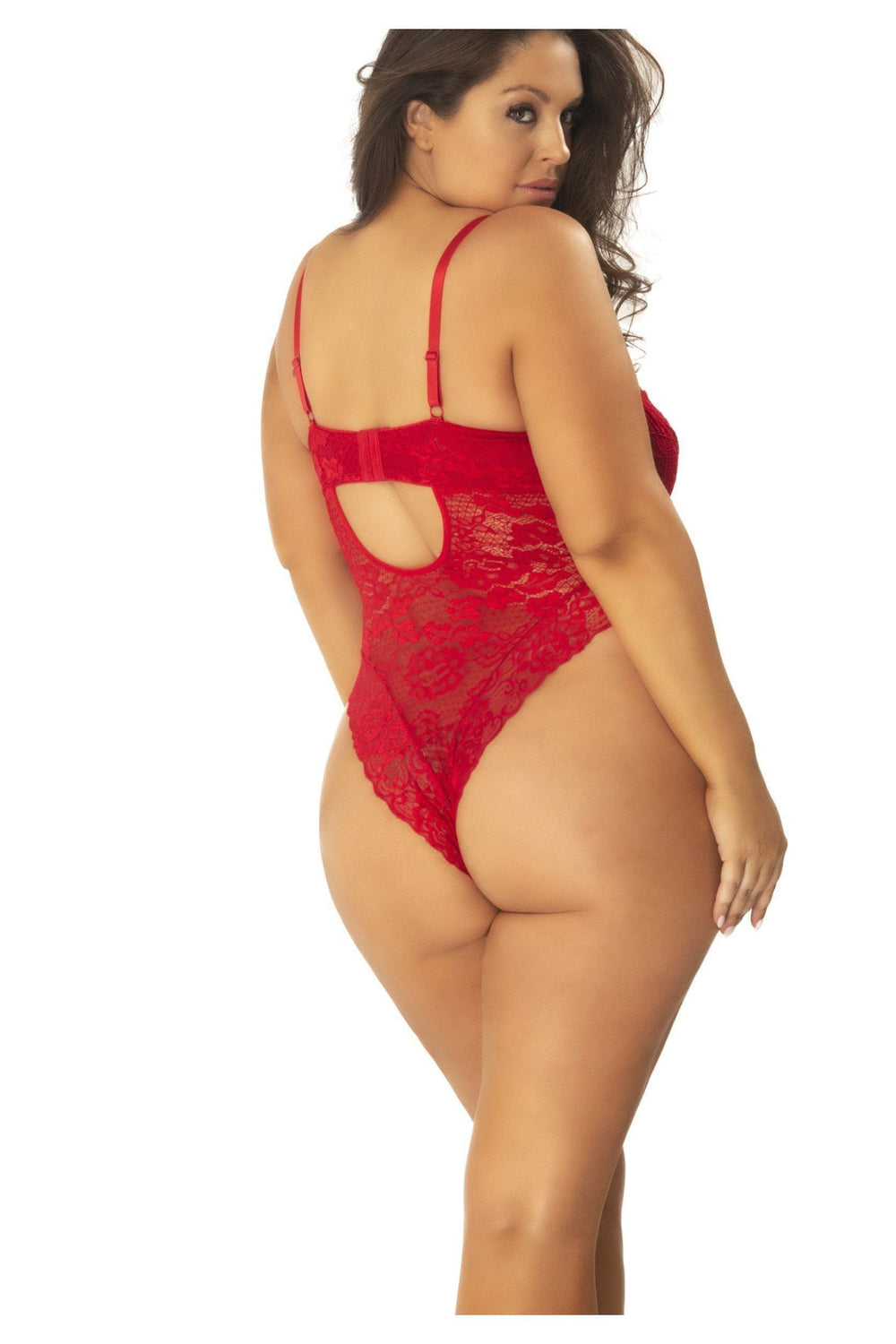 Plus Size High Leg All Over Lace Teddy-Oh La La Cheri-SEXYSHOES.COM