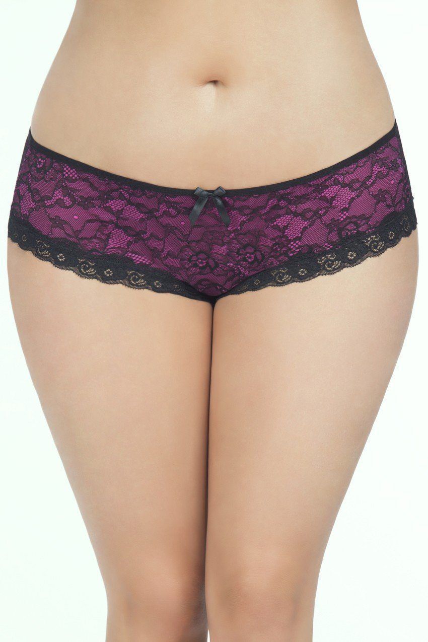 Plus Size Lace Overlay Cage Panty-Oh La La Cheri-SEXYSHOES.COM