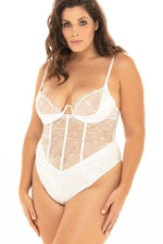 Plus Size Lace Trimmed Satin Insert Teddy