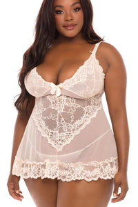 Oh La La Cheri Plus Size Babydoll with Bow in Pink  from SexyShoes.com