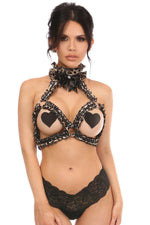 Plus Size Leopard Velvet Triangle Top Body Harness