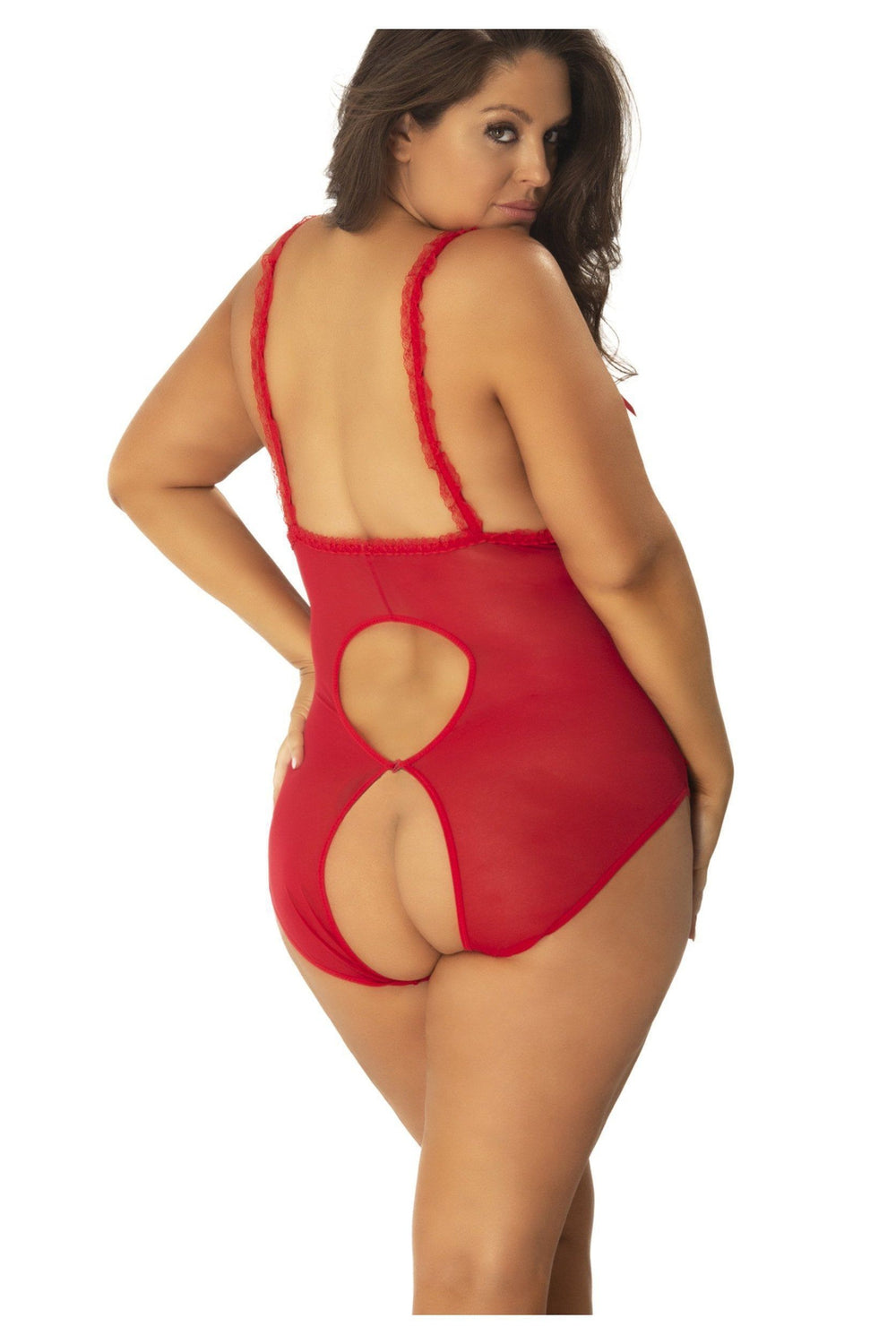 Plus Size Open Cup Crotchless Teddy-Oh La La Cheri-SEXYSHOES.COM