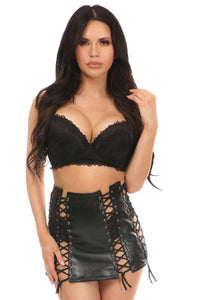 Daisy Corsets Plus Size Patent Lace Up Skirt in Black  from SexyShoes.com