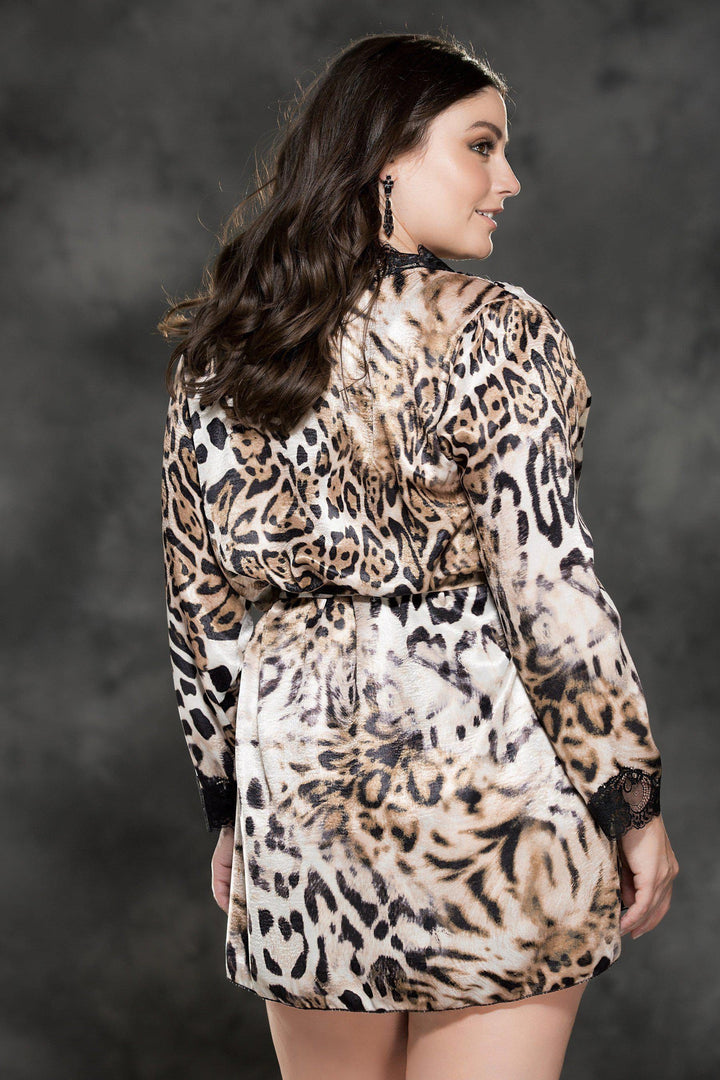 Plus Size Satin Robe-Plus Robes-Shirley of Hollywood-SEXYSHOES.COM