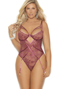 Elegant Moments Plus Size Underwire Teddiette in Pink  from SexyShoes.com
