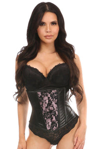 Daisy Corsets Plus Size Wet Look Lace Overlay Corset in Pink  from SexyShoes.com