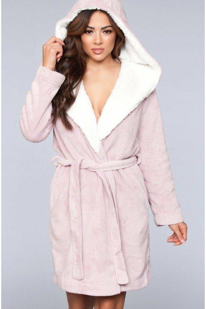 Plush Fleece Hooded Robe-Robes-BeWicked-Pink-S/M-SEXYSHOES.COM