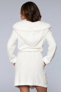 BeWicked Plush Fleece Hooded Robe in White 
