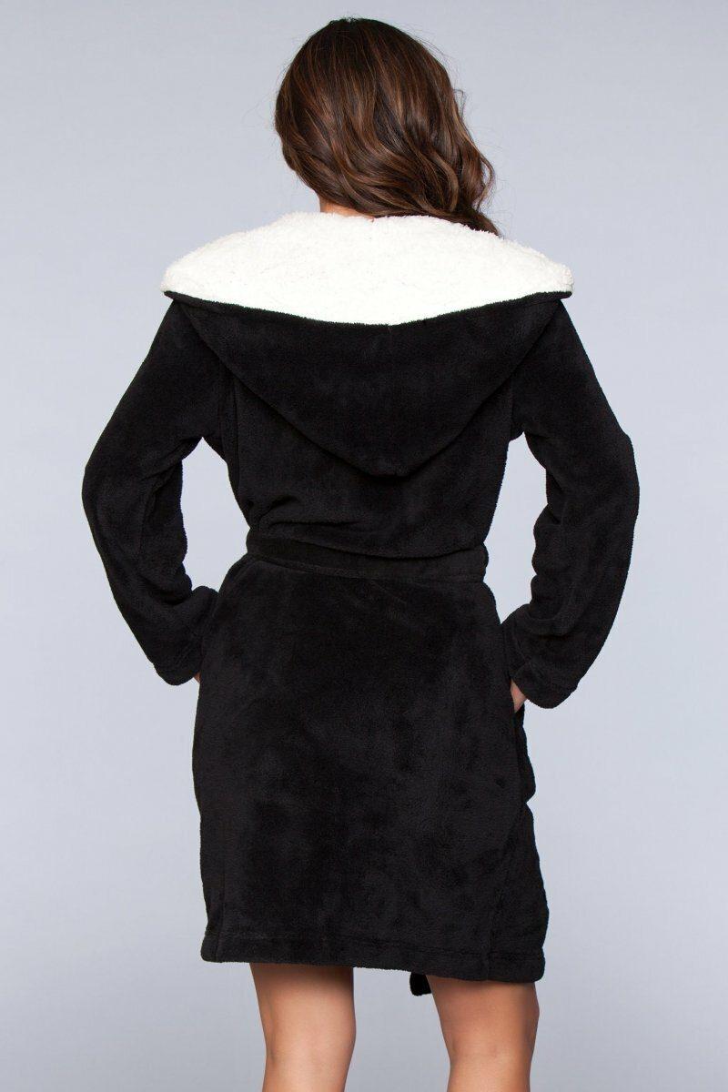 BeWicked Plush Fleece Hooded Robe in Black 