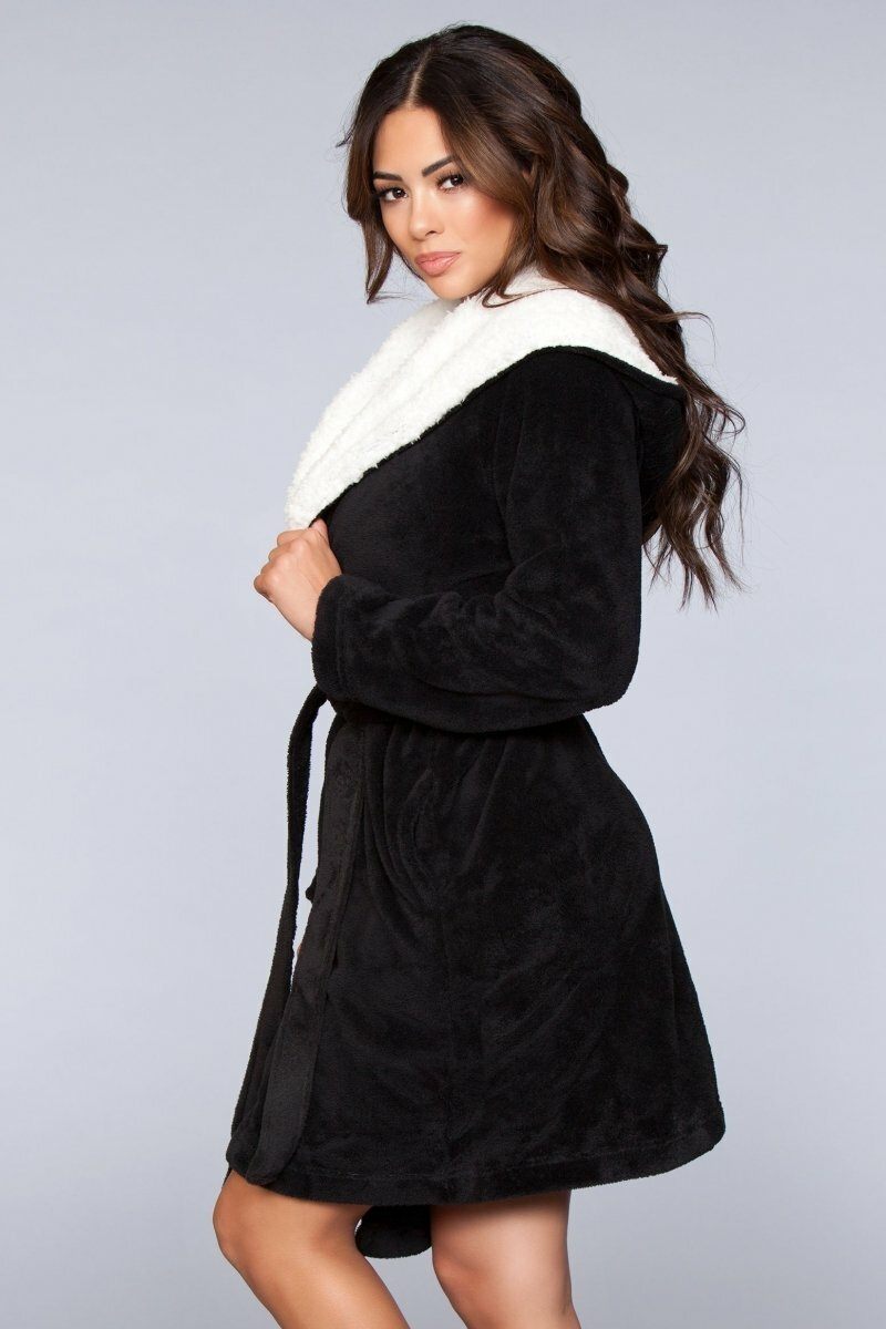 Plush Fleece Hooded Robe-Robes-BeWicked-SEXYSHOES.COM