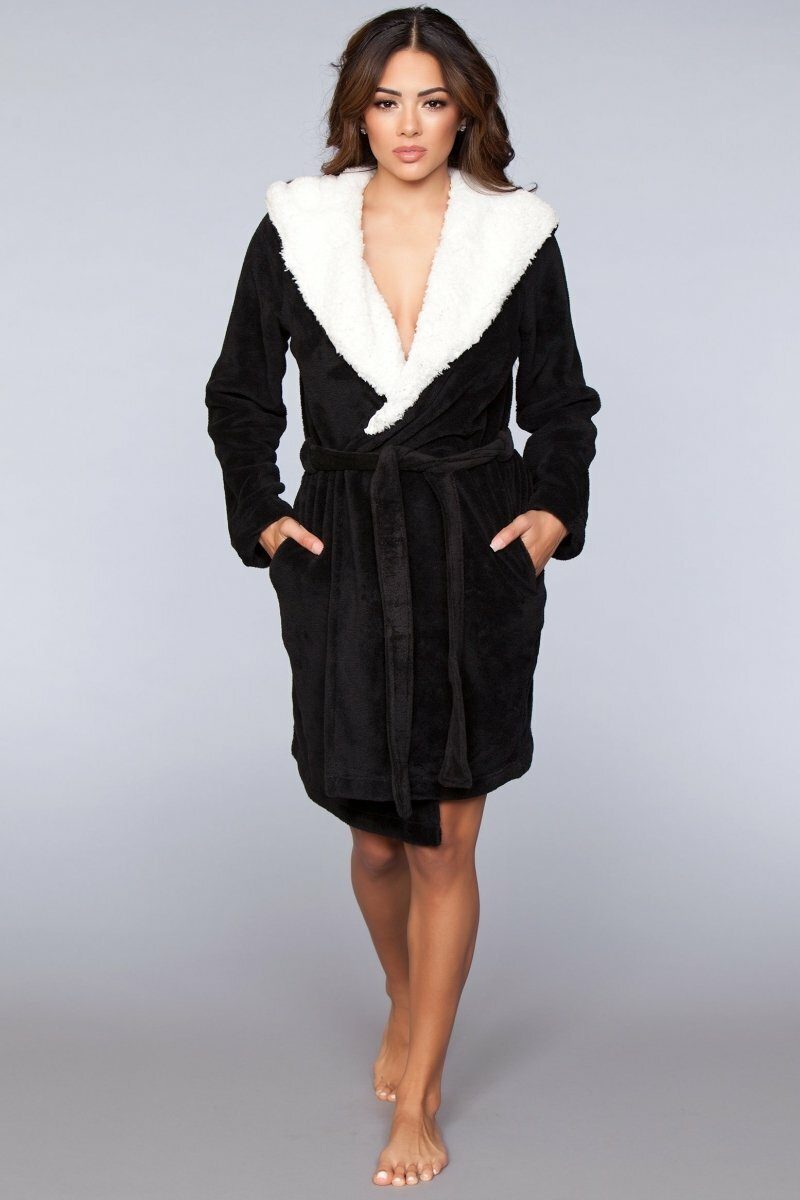 Plush Fleece Hooded Robe-Robes-BeWicked-SEXYSHOES.COM