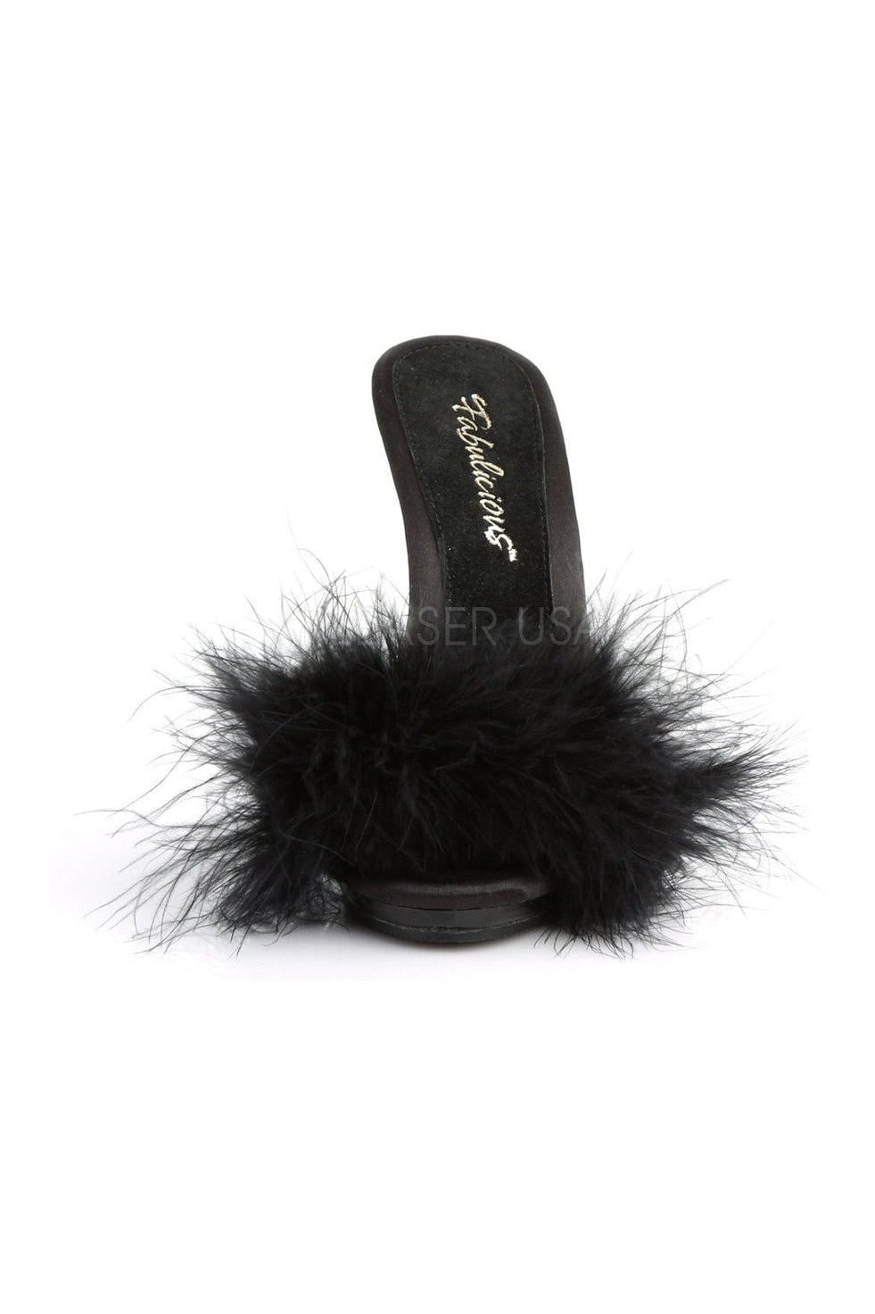 POISE-501F Slide | Black Genuine Satin-Fabulicious-Sandals-SEXYSHOES.COM
