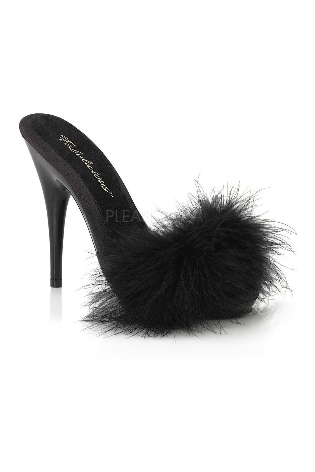 POISE-501F Slide | Black Genuine Satin-Fabulicious-Black-Sandals-SEXYSHOES.COM