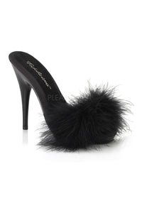 Fabulicious POISE-501F Slide in Black Satin from SexyShoes.com