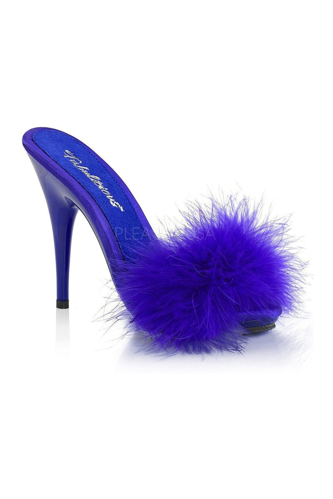 POISE-501F Slide | Blue Genuine Satin-Fabulicious-Blue-Slides-SEXYSHOES.COM