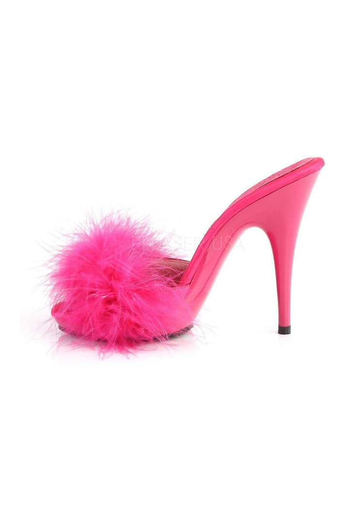 POISE-501F Slide | Fuschia Genuine Satin-Fabulicious-Slides-SEXYSHOES.COM