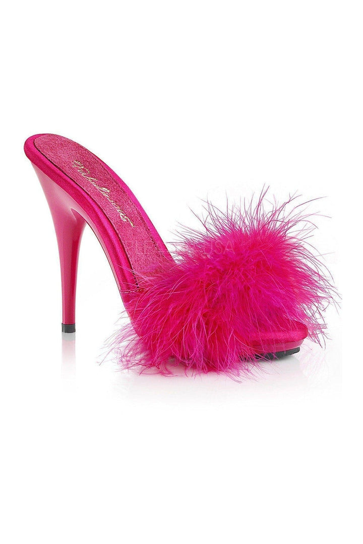 POISE-501F Slide | Fuschia Genuine Satin-Fabulicious-Fuschia-Slides-SEXYSHOES.COM